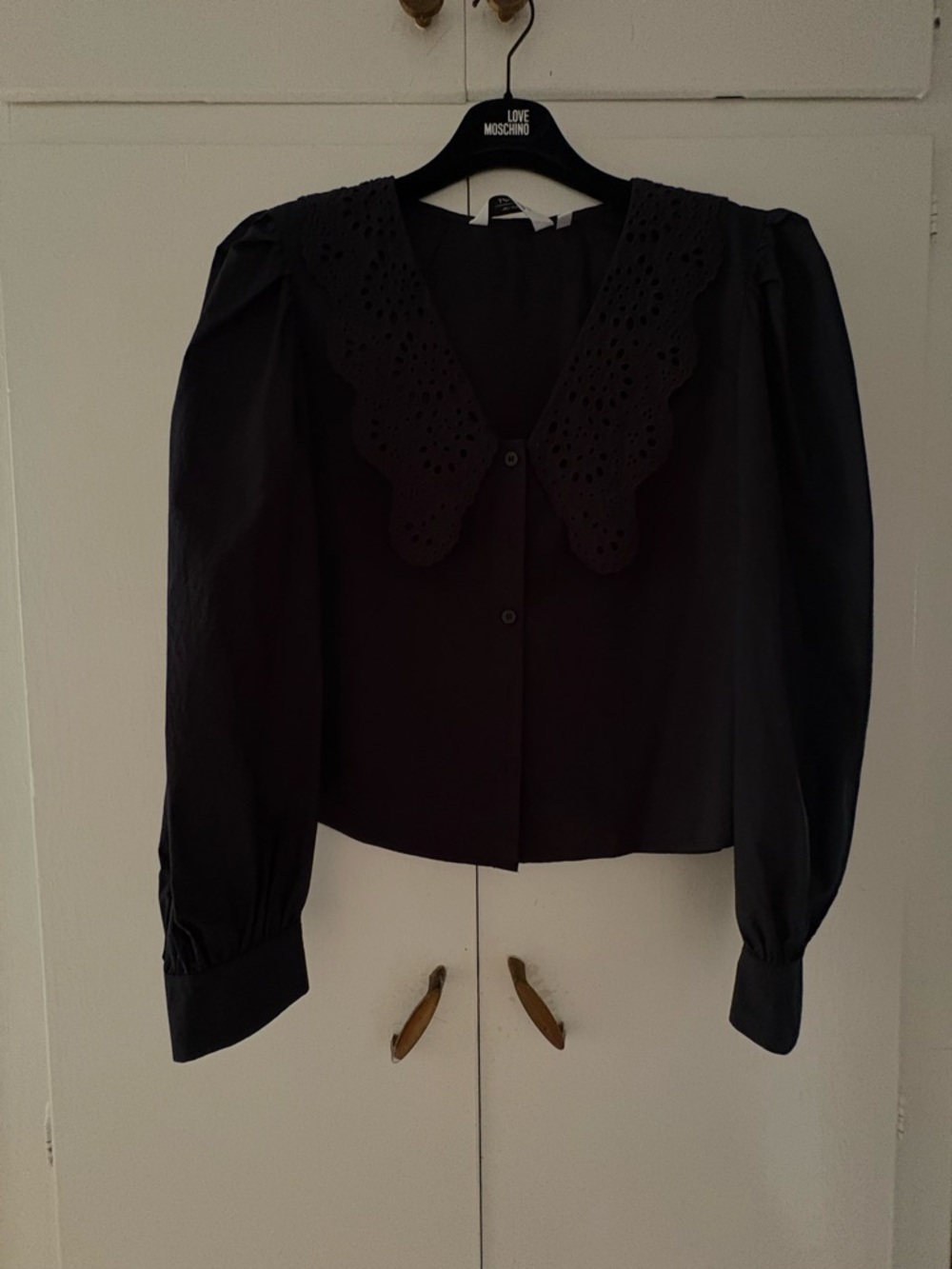 & Other Stories Embroidered Collar Puff Sleeve Cotton Blouse size US 8 - Picture 3 of 4